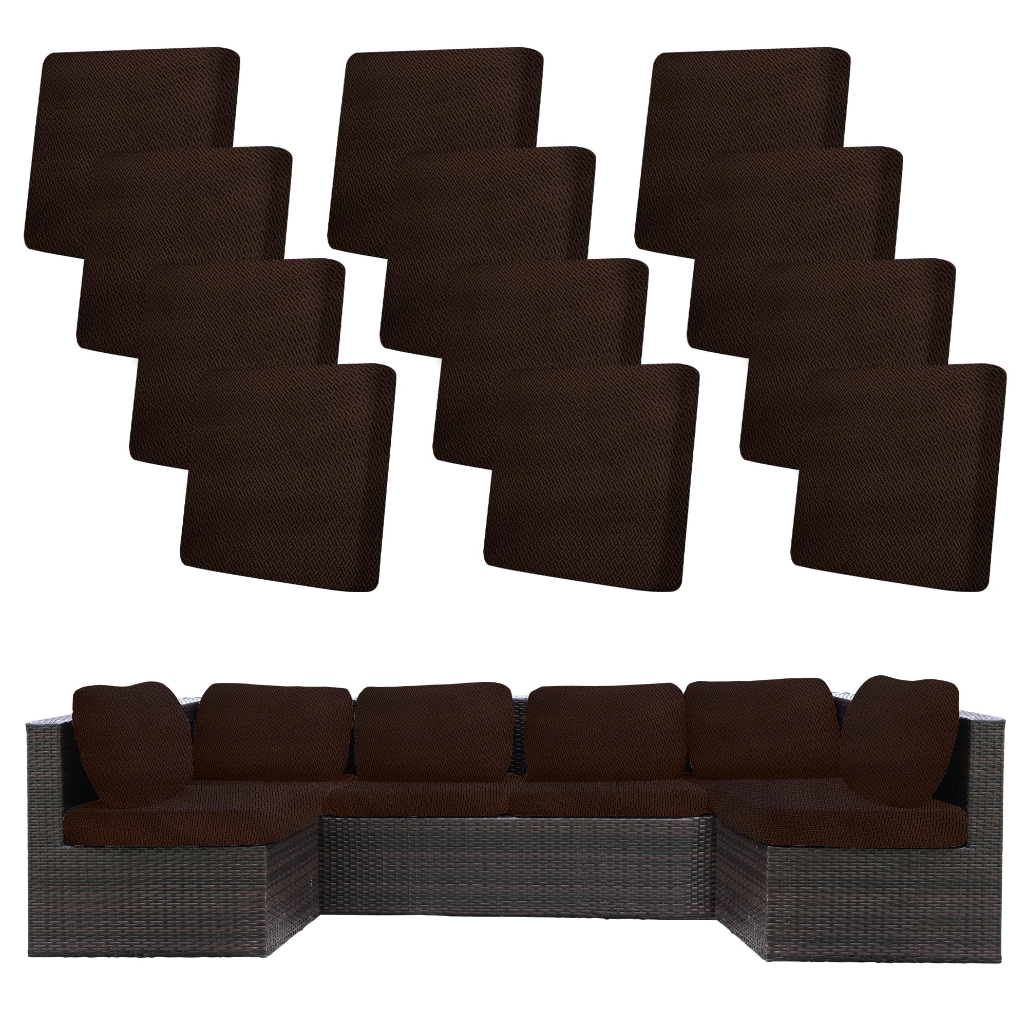 BIETYONE 8Pcs Stretch Patio Cushion Covers,Outdoor Couch Covers Replacement,Outdoor Couch & Sofa Slipcovers,for Patio Furniture Cushion Covers,Washable Reusable Furniture Protector (Vivid, Cover Only)