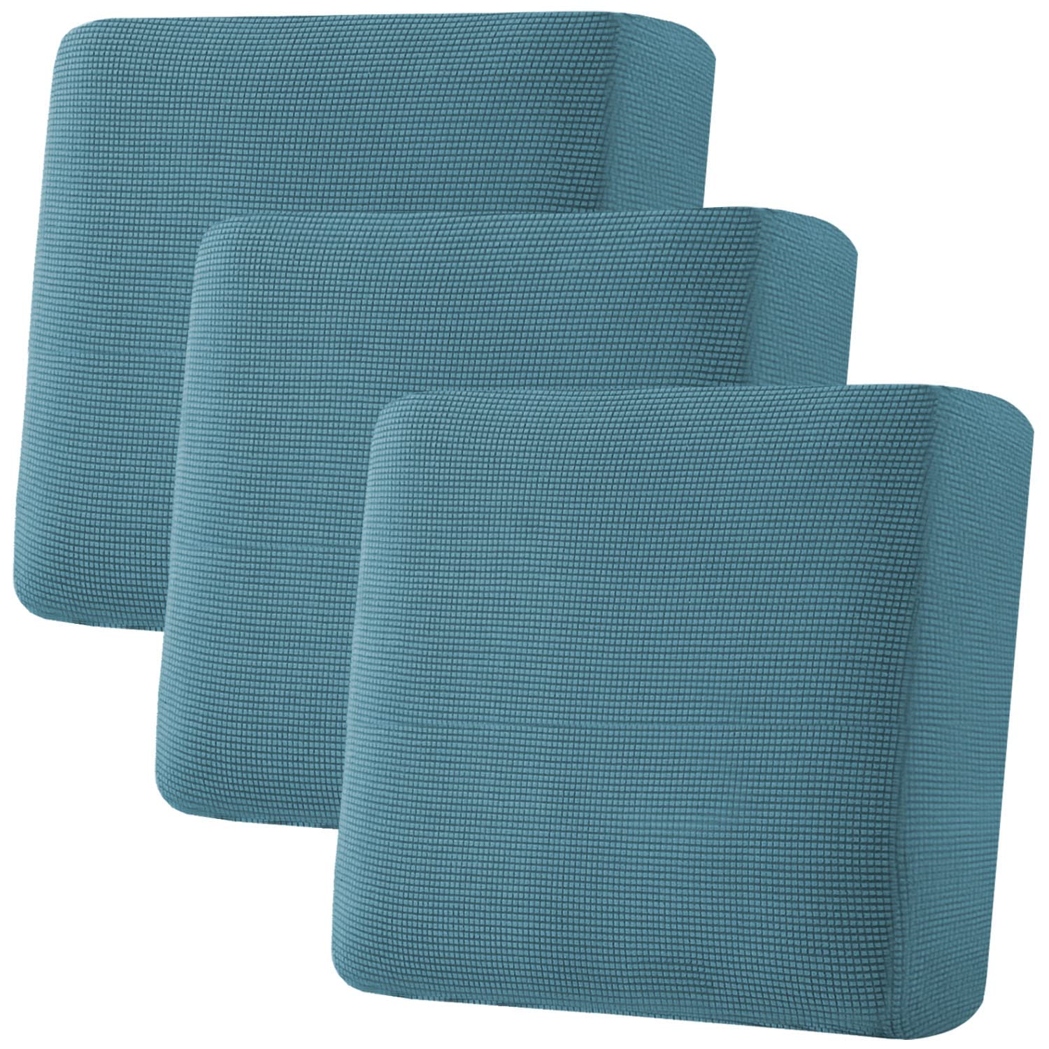 H.VERSAILTEX Super Stretch Individual Seat Cushion Covers, Thick Jacquard Textured Twill Fabric (3 Piece XL Sofa Cushion Covers, Grey)