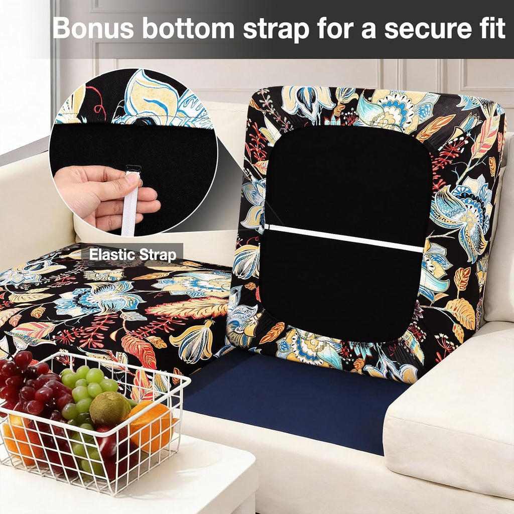 hyha 8Pcs Patio Cushion Covers, Stretch Outdoor Couch Cushion Covers Replacement, Washable Outdoor Chair/Sofa Slipcovers for Patio Furniture Cushions Protector with Elastic Bottom(Floral,Cover Only)
