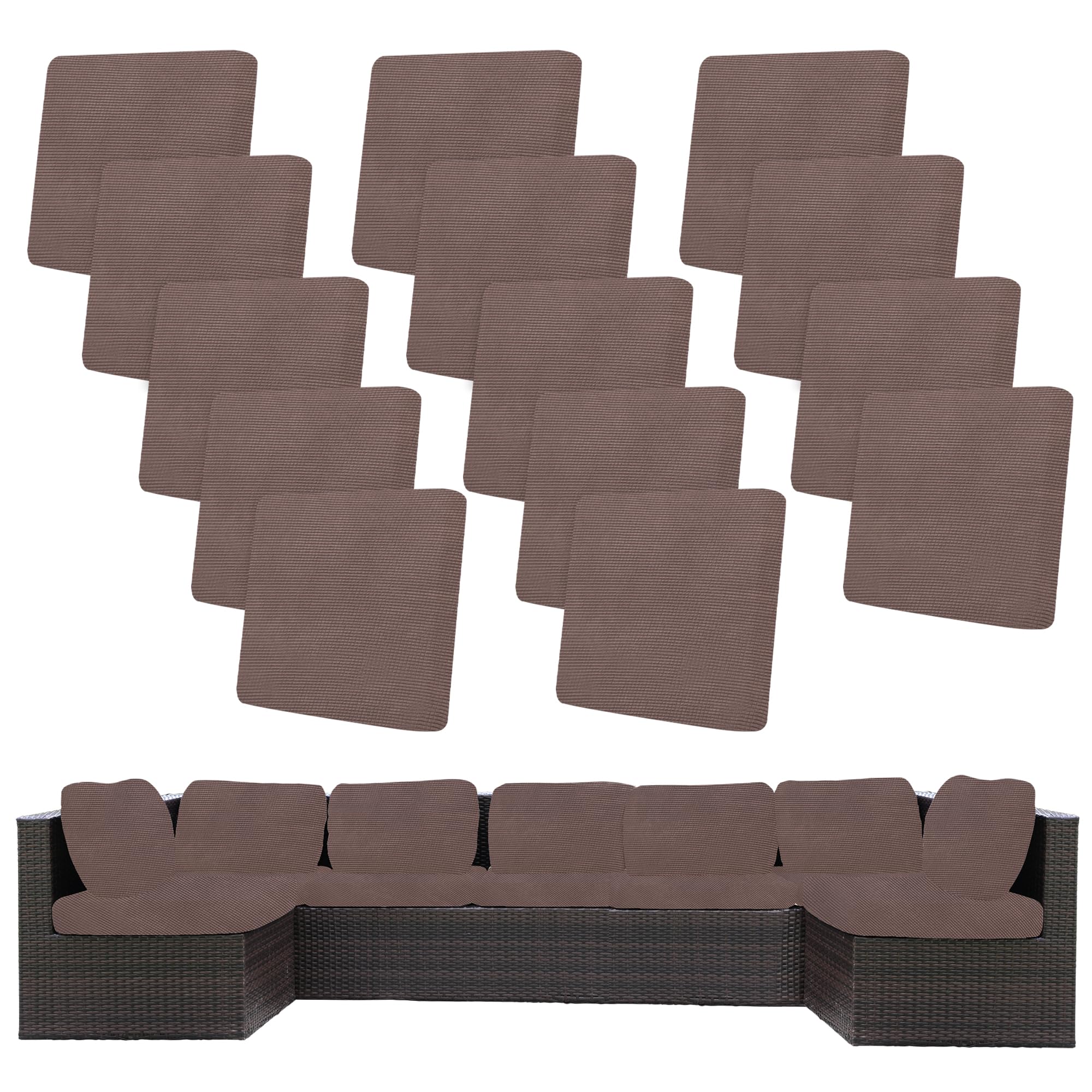 BIETYONE 8Pcs Stretch Patio Cushion Covers,Outdoor Couch Covers Replacement,Outdoor Couch & Sofa Slipcovers,for Patio Furniture Cushion Covers,Washable Reusable Furniture Protector (Vivid, Cover Only)
