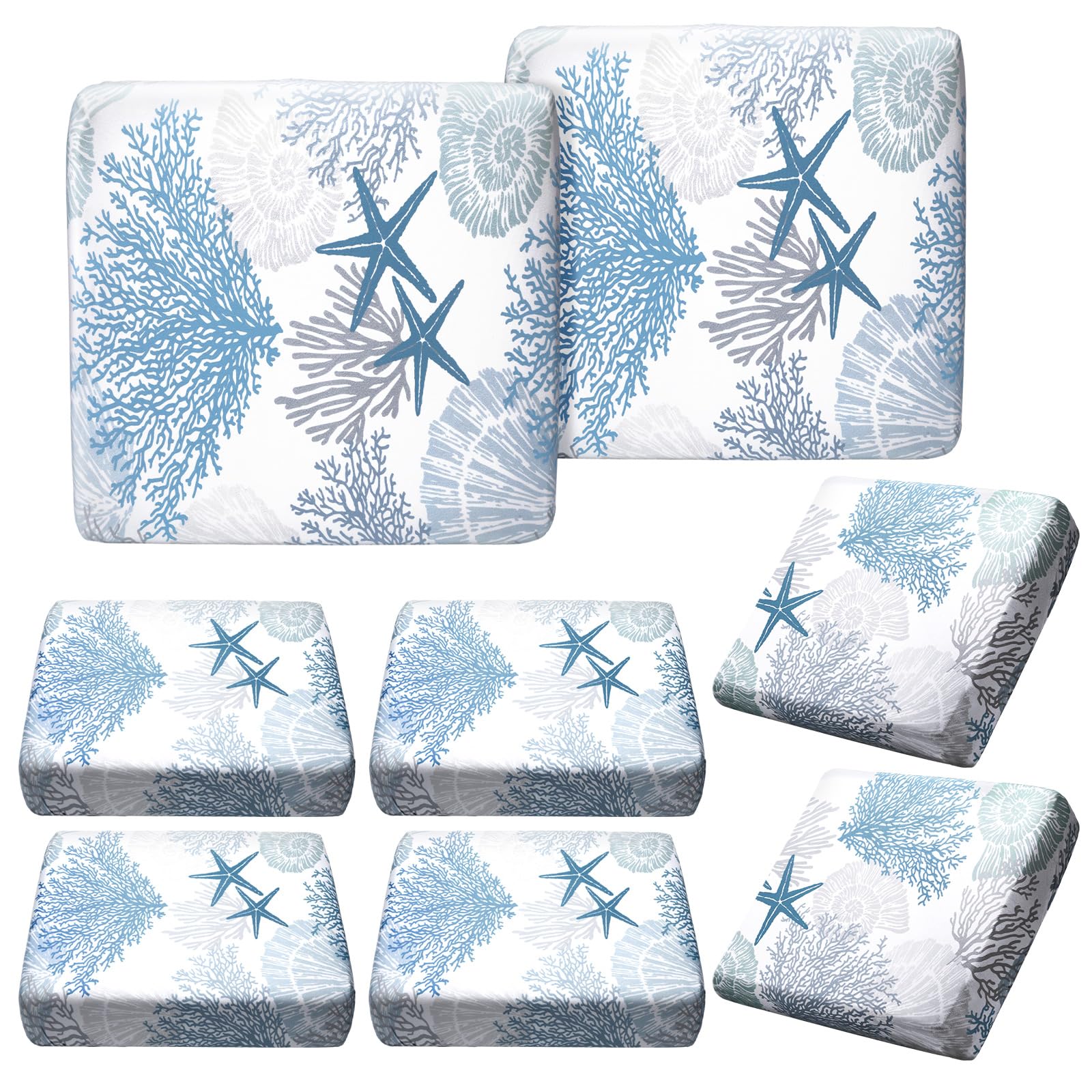 Hosuly 8 Pcs Spring Wildflower Sofa Cushion Cover for Patio Summer Floral Stretch Outdoor Sofa Seat Cushions Covers Tropical Flower Indoor Replacement Couch Slipcover Flexibility Chair Seat Cover