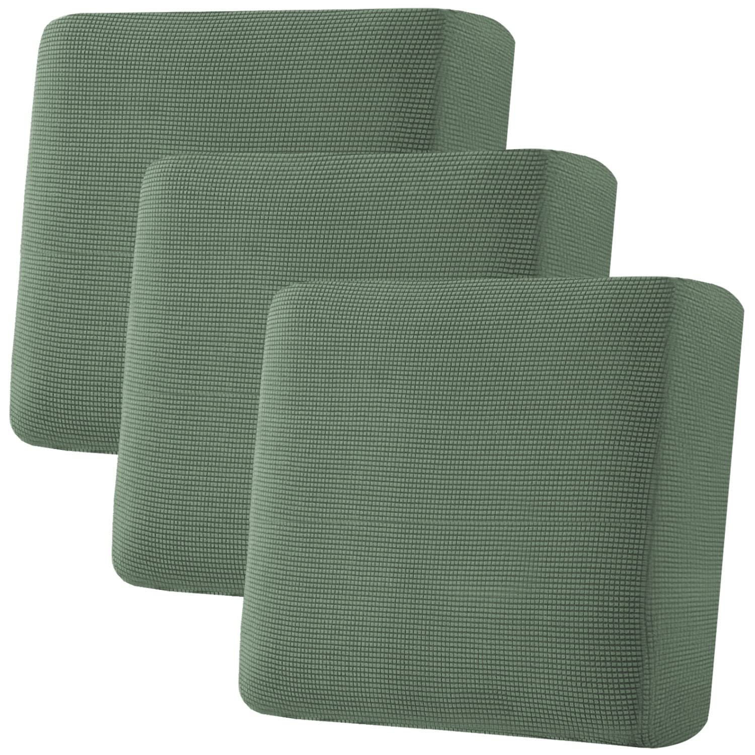 H.VERSAILTEX Super Stretch Individual Seat Cushion Covers, Thick Jacquard Textured Twill Fabric (3 Piece XL Sofa Cushion Covers, Grey)