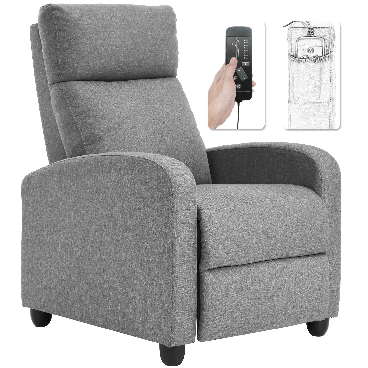 BestMassage | Recliner Chair | with 2 Point Massage Function | Leather Dark Brown | with Lumbar Support, Adjustable Push Back, Footrest & Padded Seat | Easy Assembly | for Living Room, Home Theatre