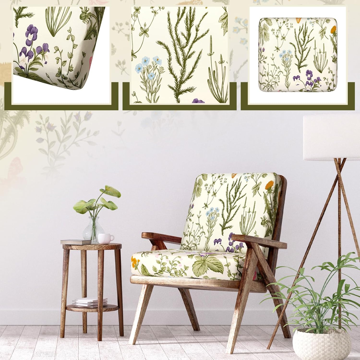 Hosuly 8 Pcs Spring Wildflower Sofa Cushion Cover for Patio Summer Floral Stretch Outdoor Sofa Seat Cushions Covers Tropical Flower Indoor Replacement Couch Slipcover Flexibility Chair Seat Cover