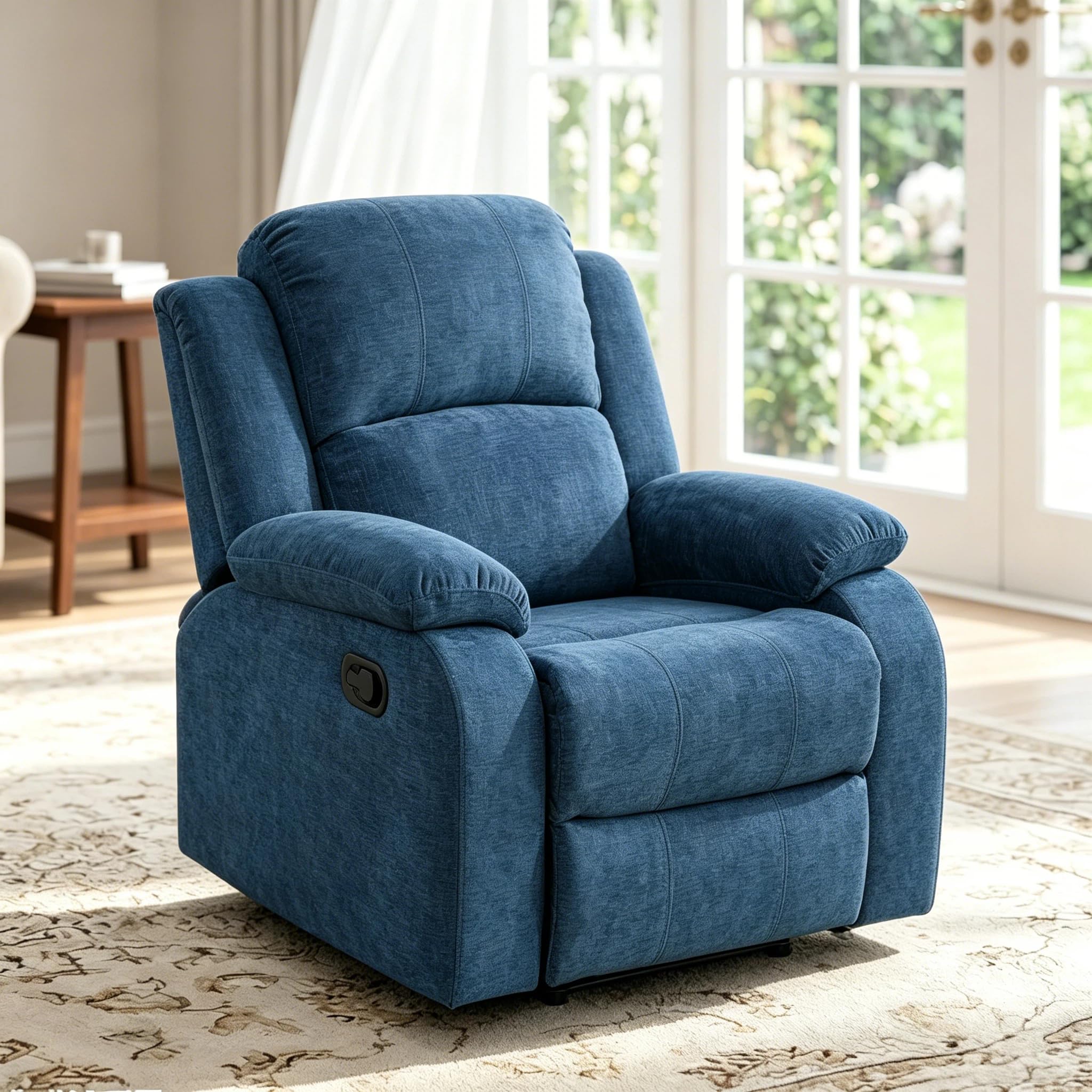 Manual Recliner Chair, Nursery Rocking Chair, Velvet Recliner Chair for Adults, Lazy Boy, Gaming Recliner wih Overstuffed Arms, Suitable for Home Theater, Living Room, Bedroom, Brown