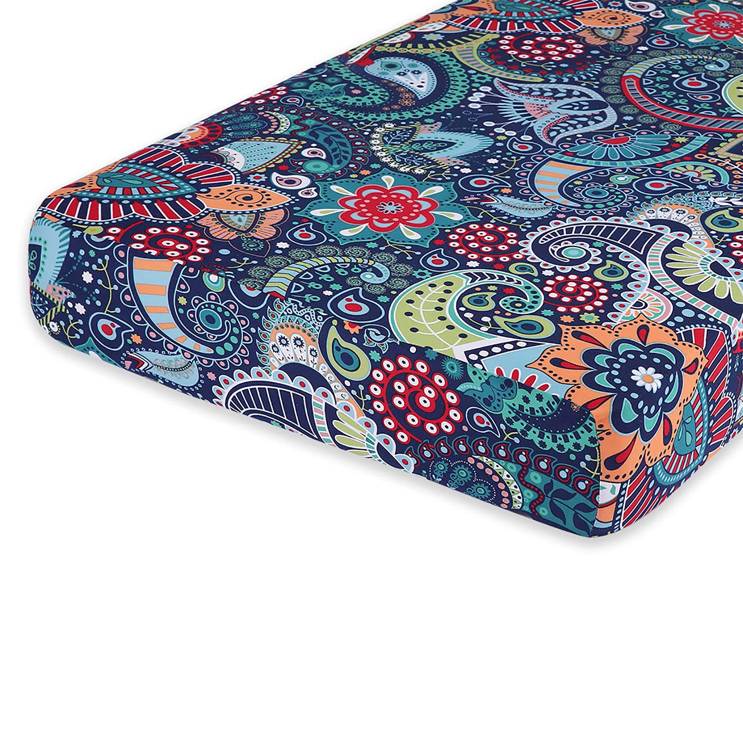 hyha Printed Couch Cushion Covers, Floral Sofa Covers Washable for 3 Cushion Couch, Stretch Pattern Outdoor Cushion Covers for Patio Furniture with Elastic Bottom(3 Packs, Paisley)