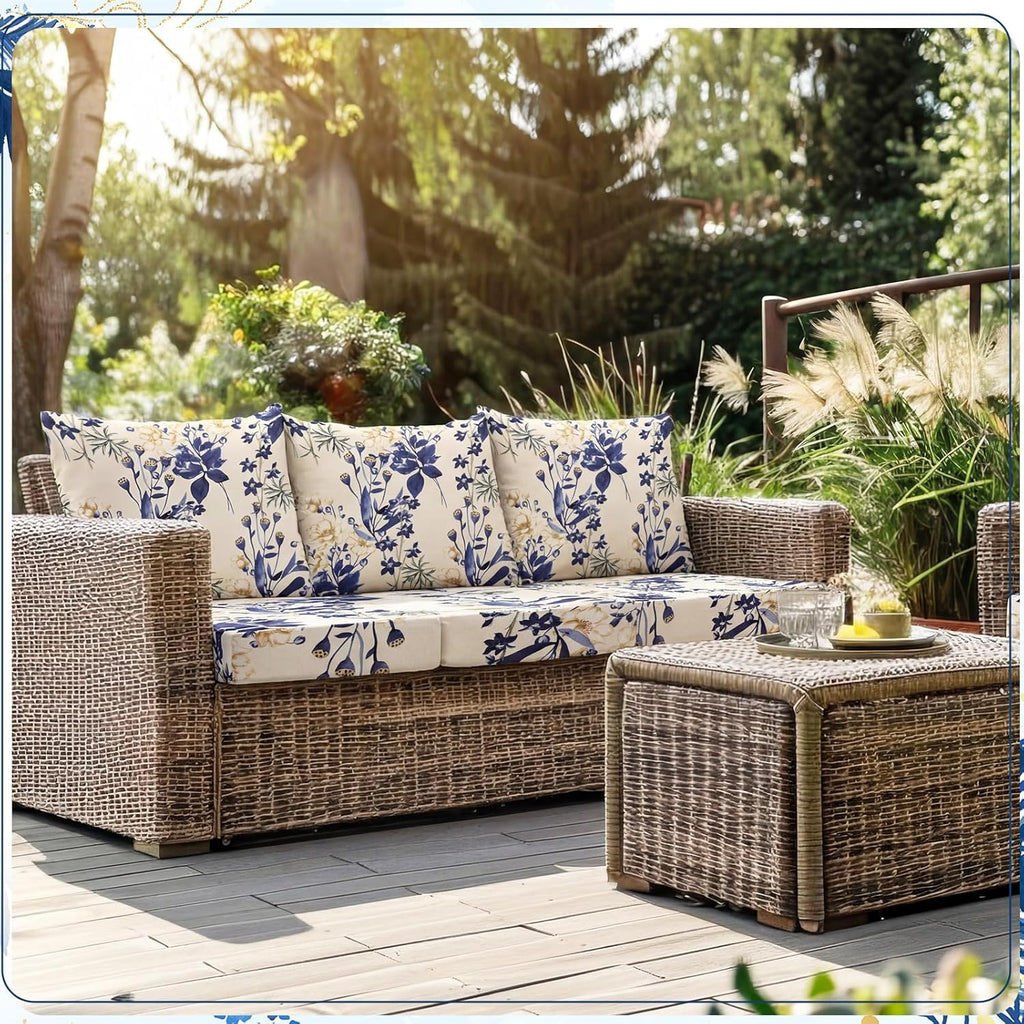 Tegeme 8 Pcs Stretch Printed Sofa Cushion Covers Outdoor Floral Couch Covers Replacement Outdoor Couch and Sofa Slipcovers Furniture Cushion Washable Reusable Furniture Protector (Modern)