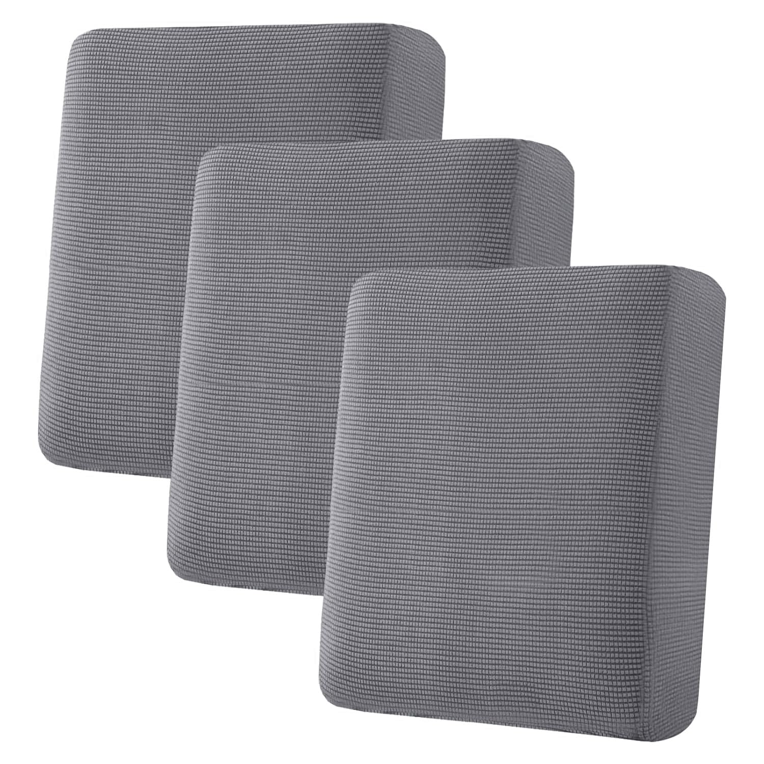 H.VERSAILTEX Super Stretch Individual Seat Cushion Covers, Thick Jacquard Textured Twill Fabric (3 Piece XL Sofa Cushion Covers, Grey)