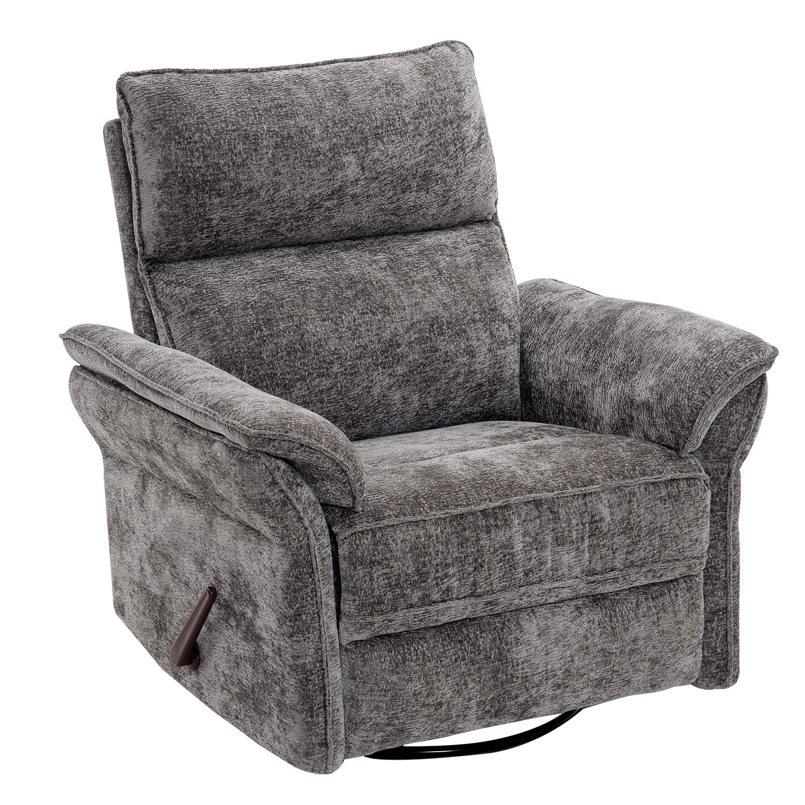 Oversized Power Recliner Chair Swivel Glider with Massage and Heat, Rocker Nursery Recliner for Adults with Adjustable Headrest, 26" Extra Wide Nursery Chair with Overstuffed Armrest,Light Grey