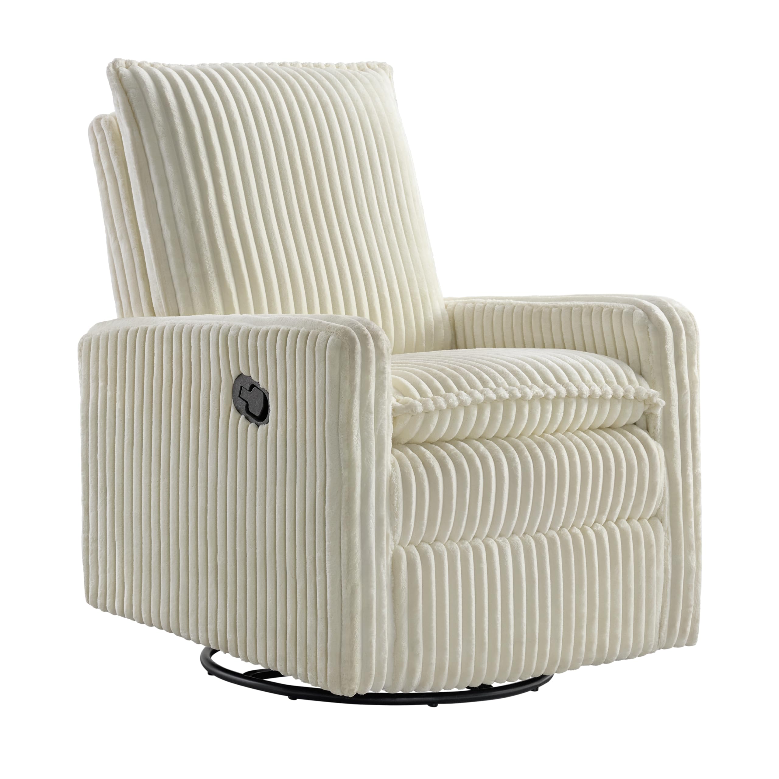 Oxford Baby Uptown Upholstered Glider Recliner Rocking Chair 360° Swivel for Nursery and Living Room - Boucle White