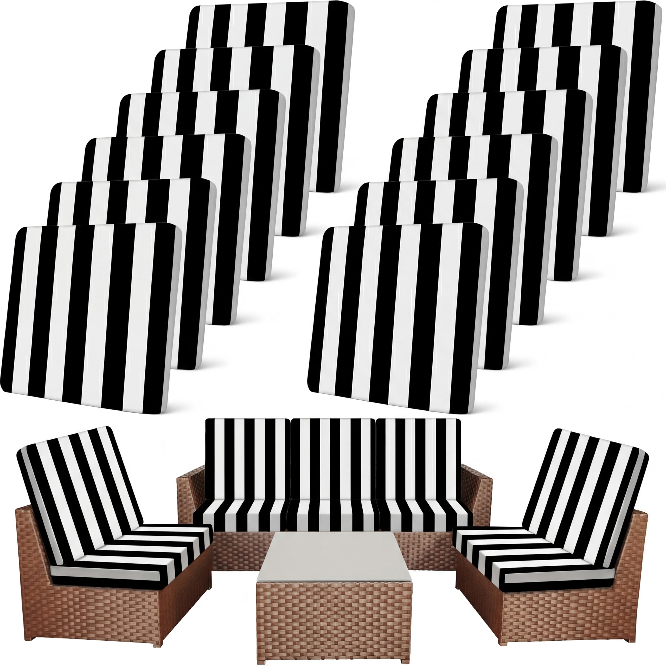 Newwiee 12 Pcs Patio Cushion Covers Outdoor Stretch Sofa Couch Cover Replacement Couch Slipcover Sofa Seat Chair Porch Patio Furniture Protector, Flexibility Washable(Colorful,Palm Leaf)