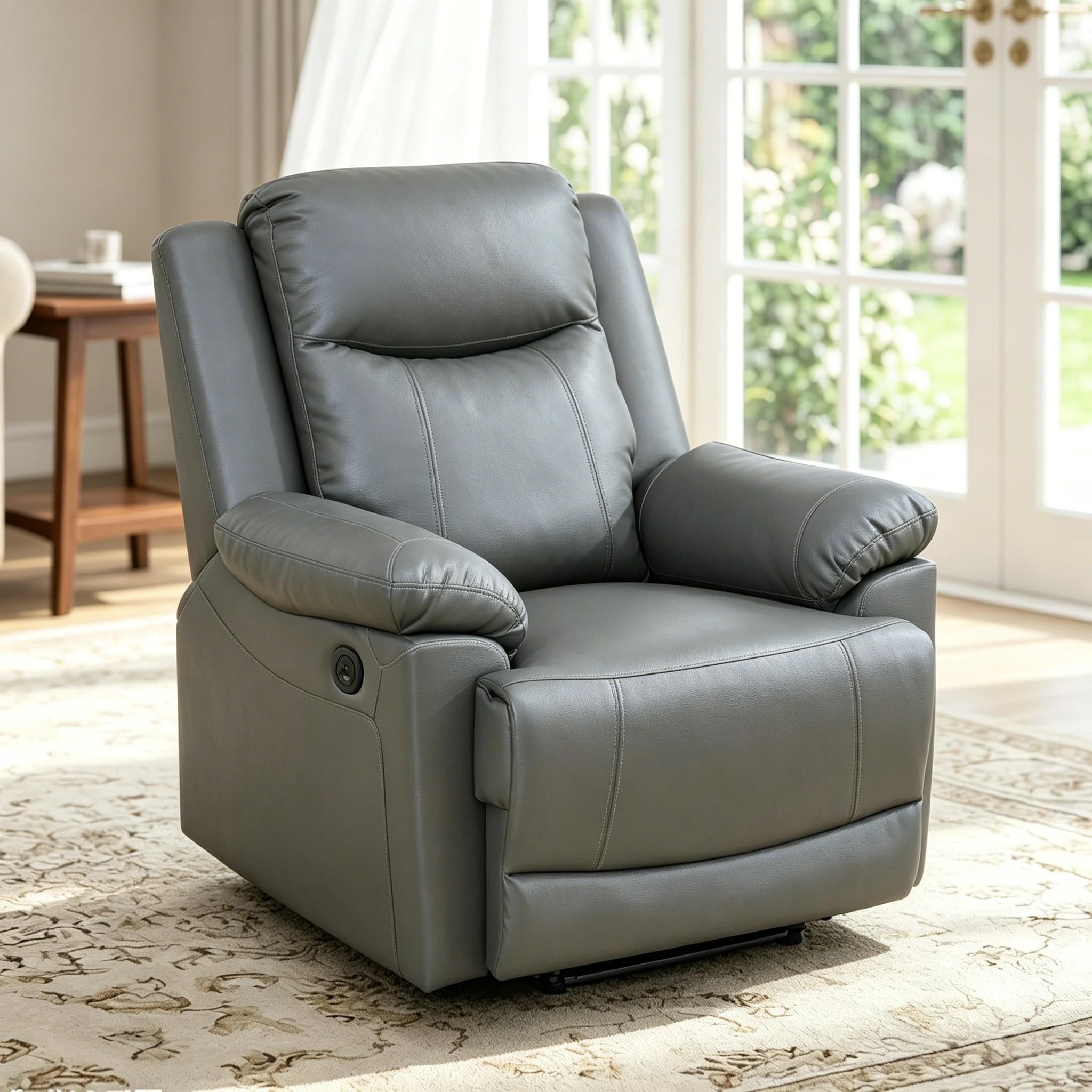Manual Recliner Chair, Nursery Rocking Chair, Velvet Recliner Chair for Adults, Lazy Boy, Gaming Recliner wih Overstuffed Arms, Suitable for Home Theater, Living Room, Bedroom, Brown