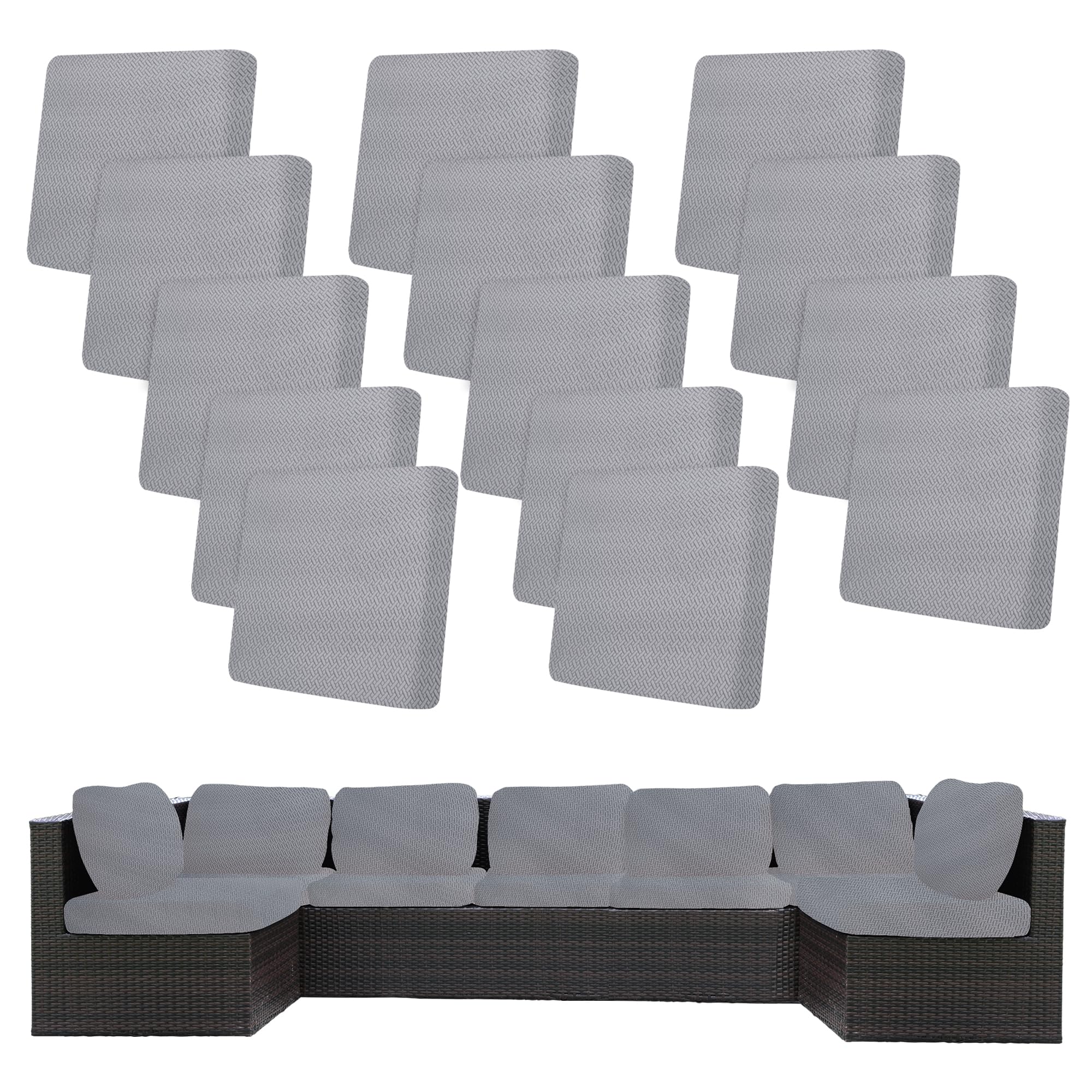 BIETYONE 8Pcs Stretch Patio Cushion Covers,Outdoor Couch Covers Replacement,Outdoor Couch & Sofa Slipcovers,for Patio Furniture Cushion Covers,Washable Reusable Furniture Protector (Vivid, Cover Only)
