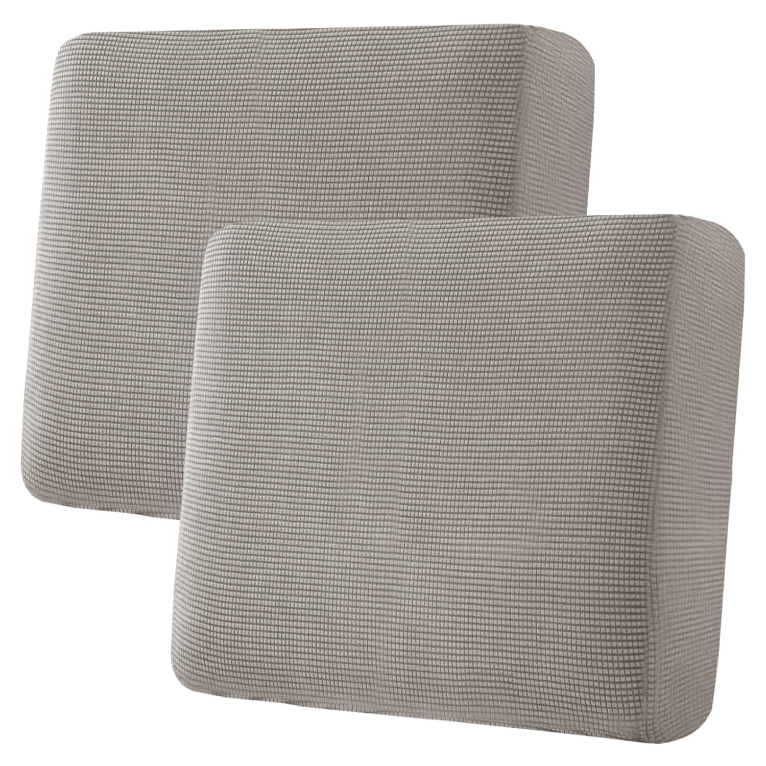 H.VERSAILTEX Super Stretch Individual Seat Cushion Covers, Thick Jacquard Textured Twill Fabric (3 Piece XL Sofa Cushion Covers, Grey)