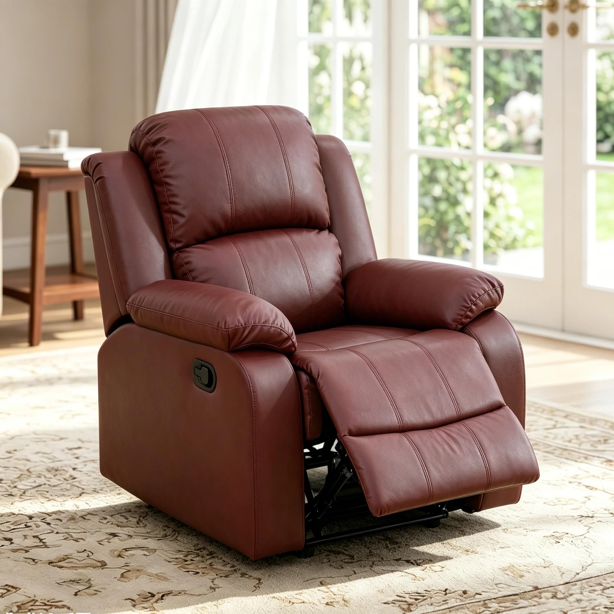 Manual Recliner Chair, Nursery Rocking Chair, Velvet Recliner Chair for Adults, Lazy Boy, Gaming Recliner wih Overstuffed Arms, Suitable for Home Theater, Living Room, Bedroom, Brown