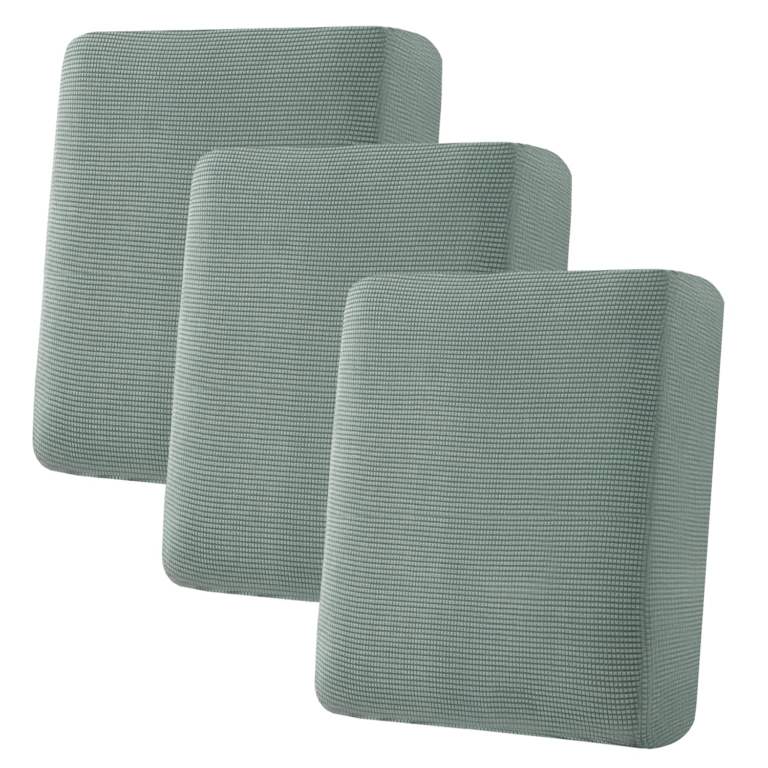 H.VERSAILTEX Super Stretch Individual Seat Cushion Covers, Thick Jacquard Textured Twill Fabric (3 Piece XL Sofa Cushion Covers, Grey)