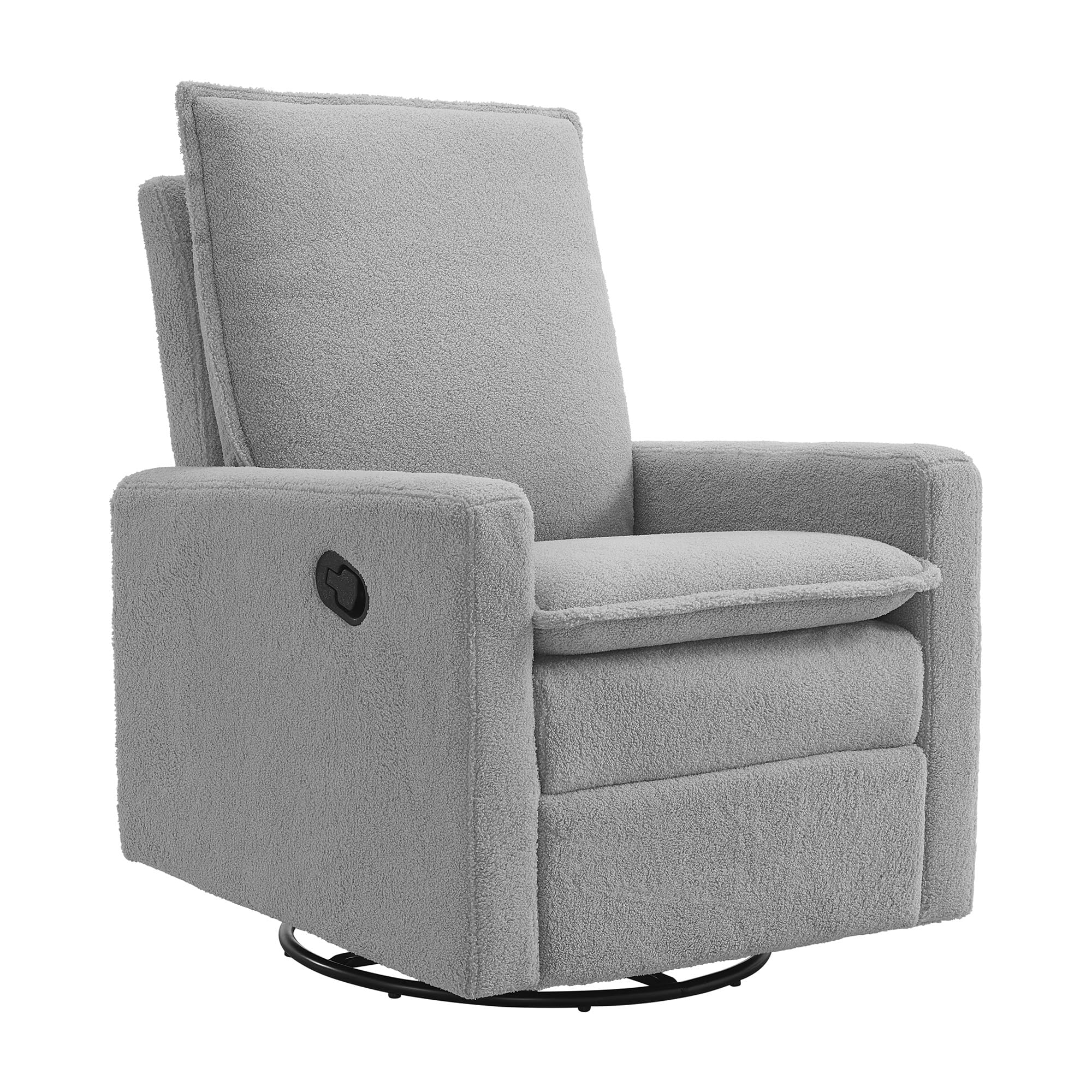 Oxford Baby Uptown Upholstered Glider Recliner Rocking Chair 360° Swivel for Nursery and Living Room - Boucle White