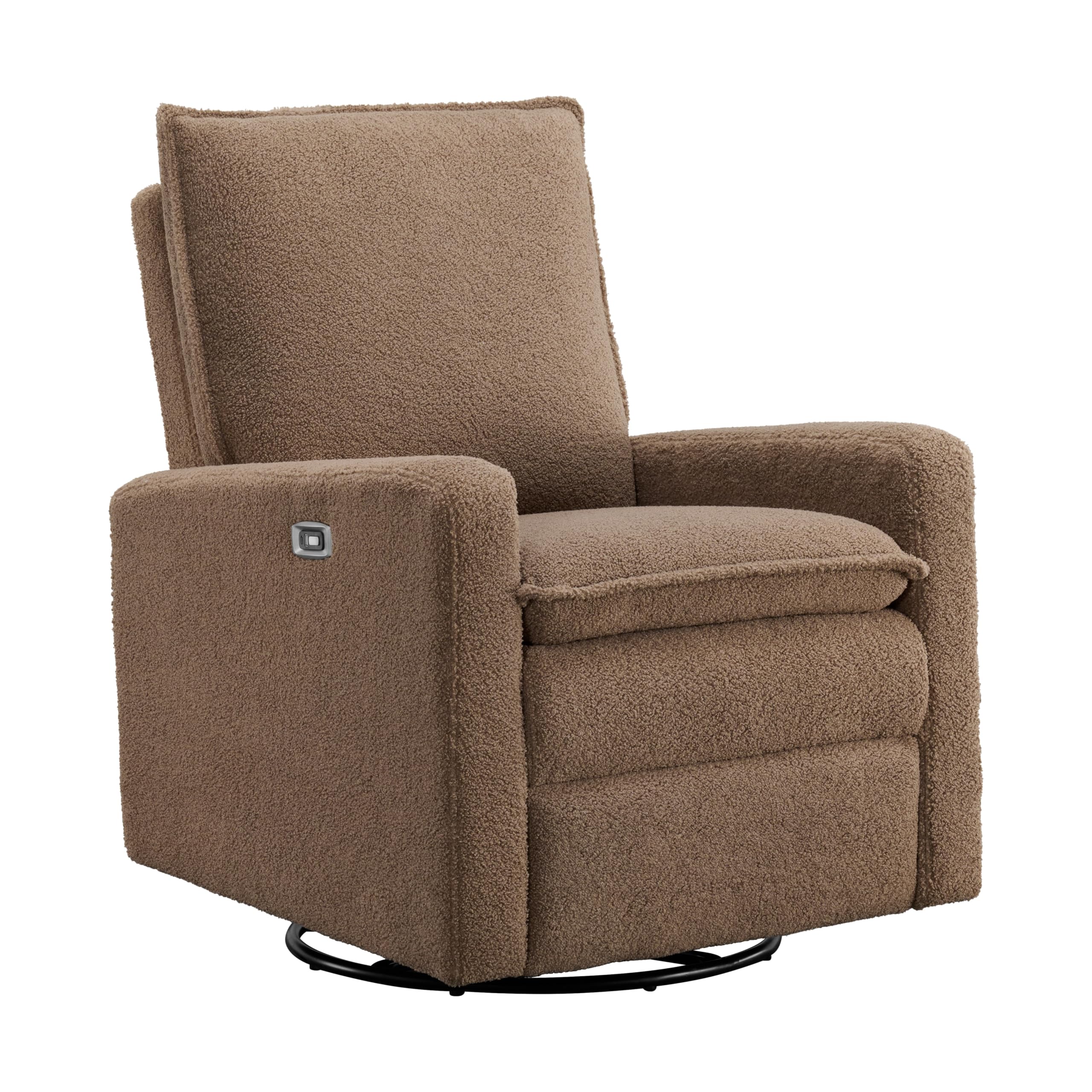 Oxford Baby Uptown Upholstered Glider Recliner Rocking Chair 360° Swivel for Nursery and Living Room - Boucle White