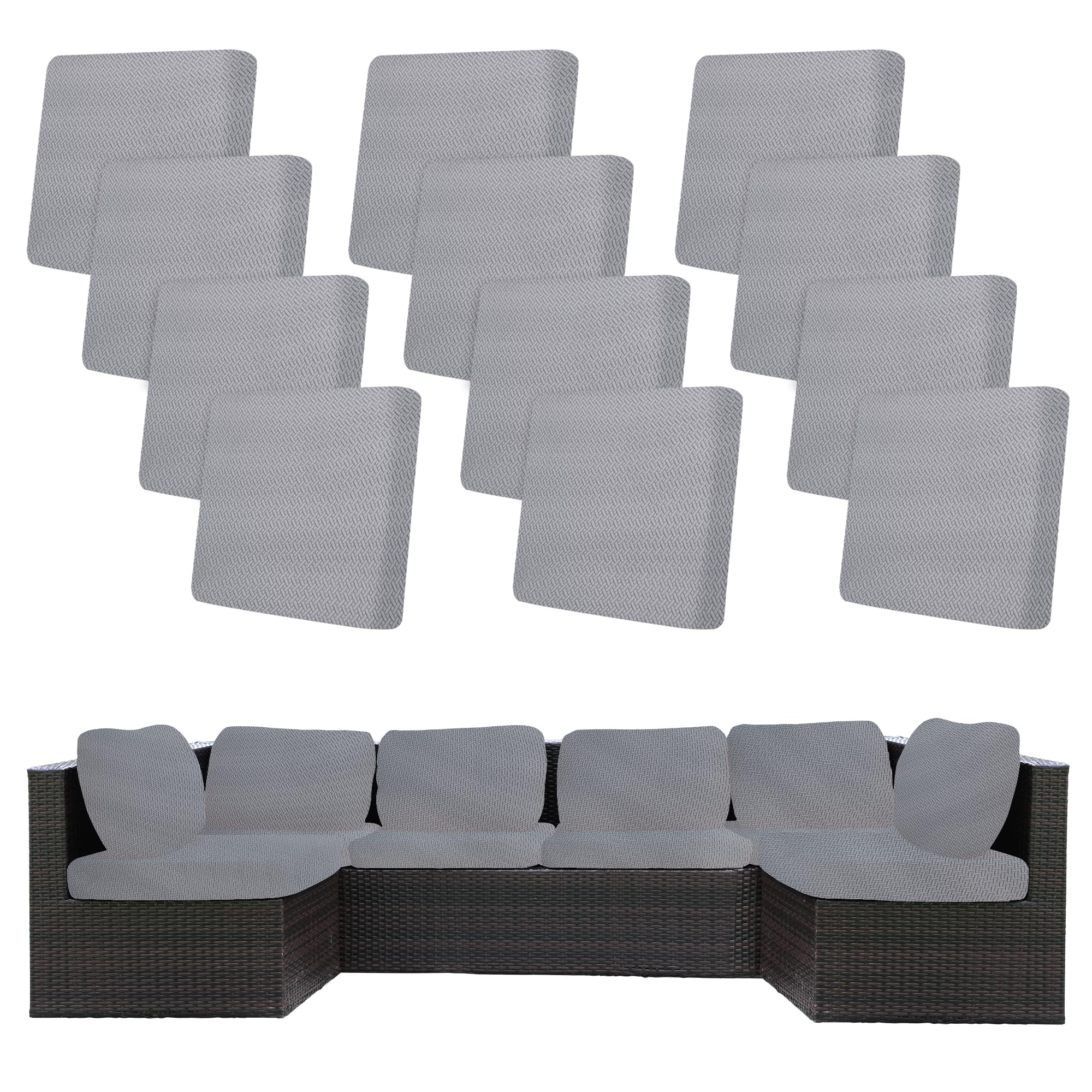BIETYONE 8Pcs Stretch Patio Cushion Covers,Outdoor Couch Covers Replacement,Outdoor Couch & Sofa Slipcovers,for Patio Furniture Cushion Covers,Washable Reusable Furniture Protector (Vivid, Cover Only)