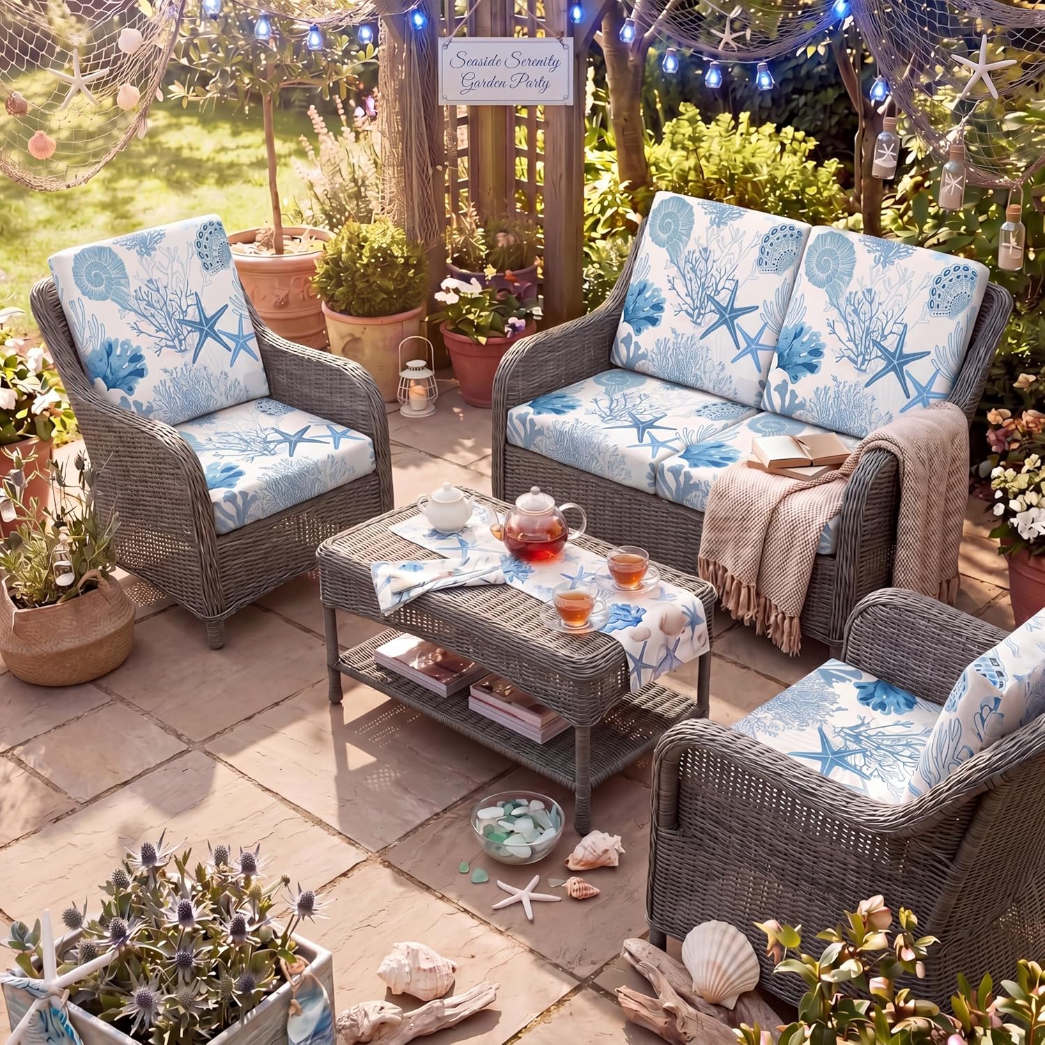 Spiareal 8 Pcs Waterproof Patio Stretch Sofa Cushion Cover, Outdoor Cushion Cover Replacement Include 4 Backrests and 4 Cushions, Sofa Seat Covers Furniture Protector(Coral)