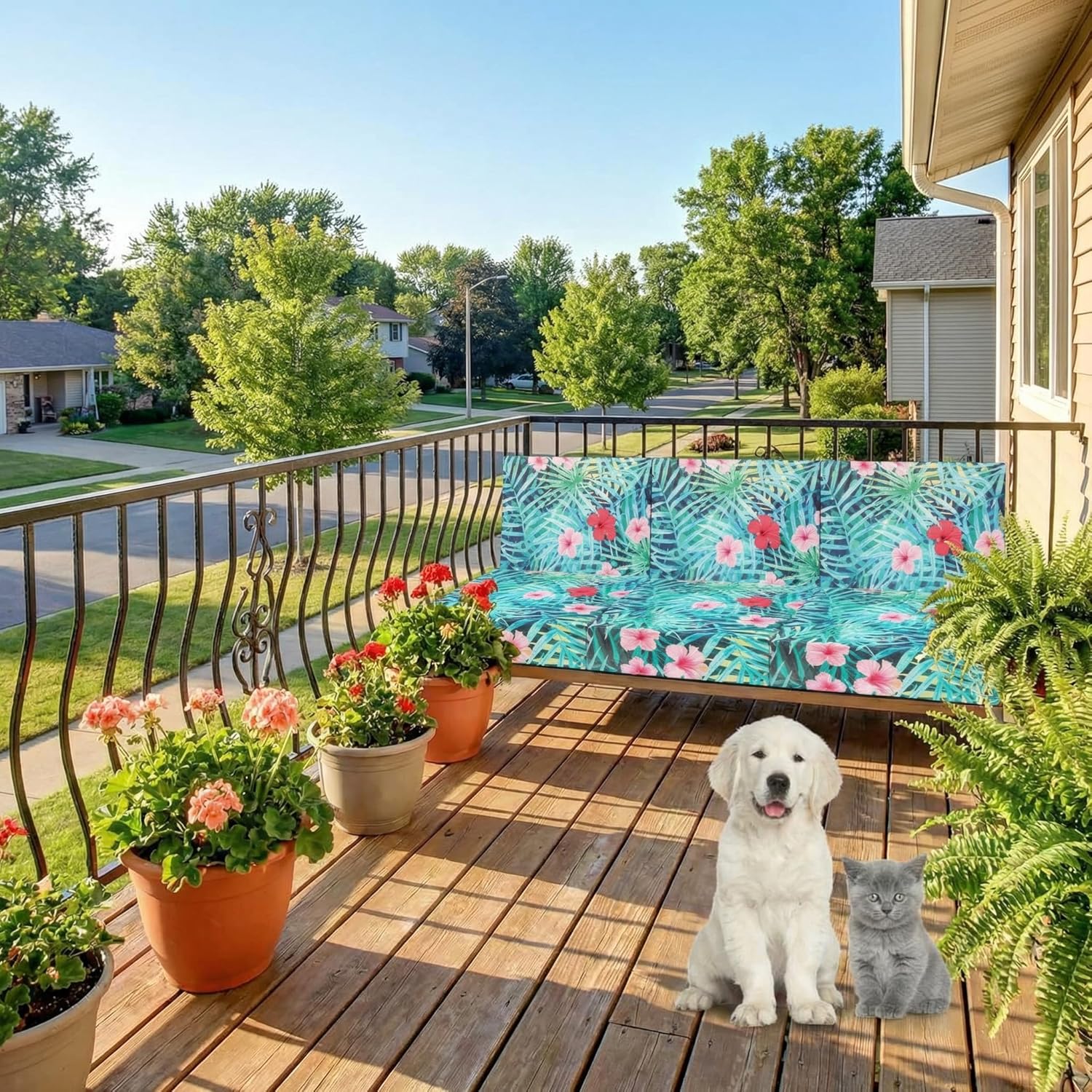 Newwiee 12 Pcs Patio Cushion Covers Outdoor Stretch Sofa Couch Cover Replacement Couch Slipcover Sofa Seat Chair Porch Patio Furniture Protector, Flexibility Washable(Colorful,Palm Leaf)