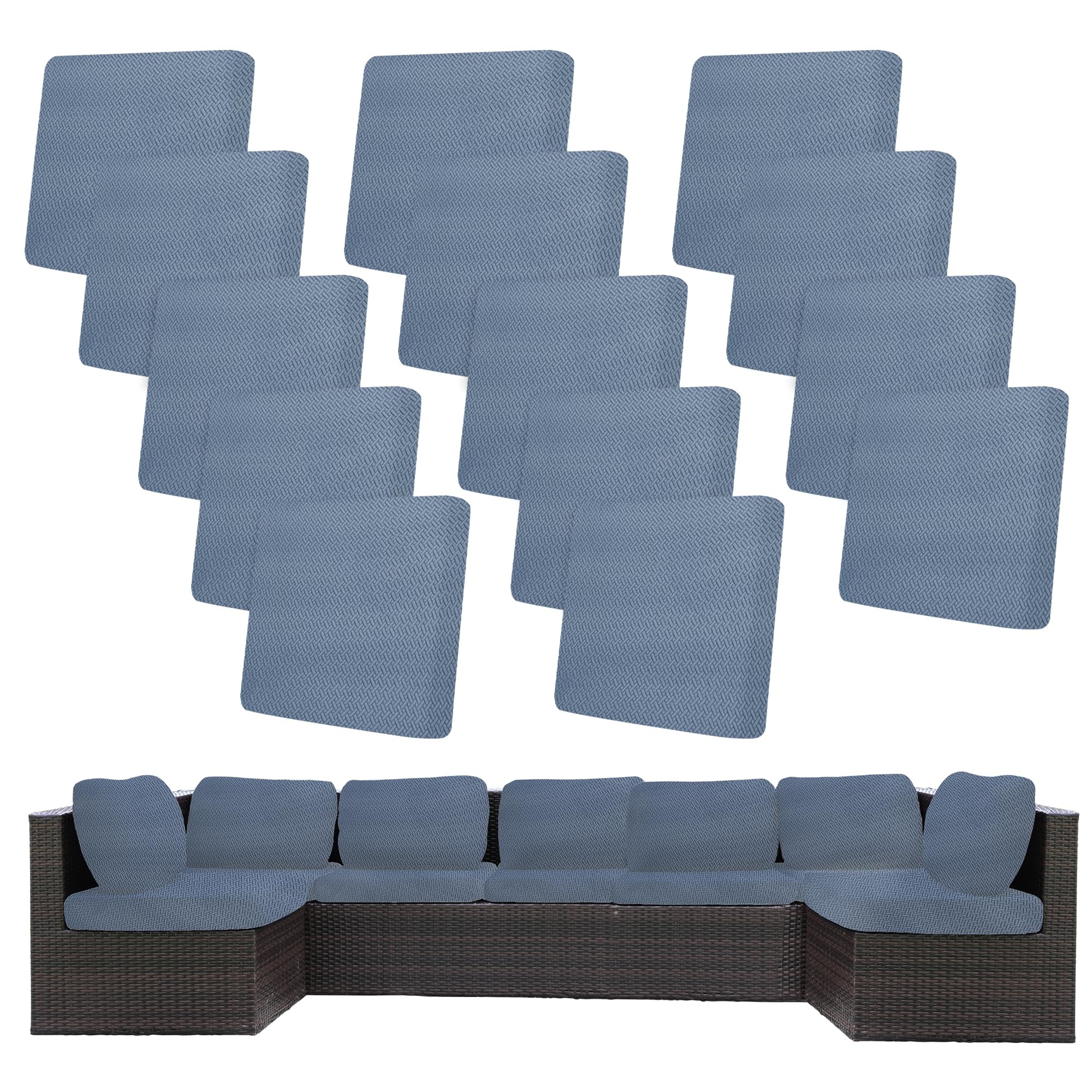 BIETYONE 8Pcs Stretch Patio Cushion Covers,Outdoor Couch Covers Replacement,Outdoor Couch & Sofa Slipcovers,for Patio Furniture Cushion Covers,Washable Reusable Furniture Protector (Vivid, Cover Only)