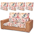 Tegeme 8 Pcs Summer Cushion Cover Stretchable Printed Floral Sofa Cushion Covers Bohemian Printed Washable with Elastic for Furniture Chair Bottom