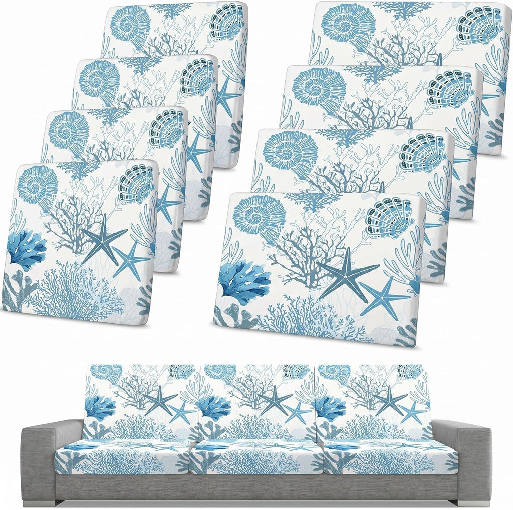 Spiareal 8 Pcs Waterproof Patio Stretch Sofa Cushion Cover, Outdoor Cushion Cover Replacement Include 4 Backrests and 4 Cushions, Sofa Seat Covers Furniture Protector(Coral)