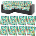 Mindsoft 8 Pcs Printed Cushion Cover for Outdoor Stretch Floral Sofa Couch Cushion Replacement Washable Farmhouse Seat Covers with Elastic for Furniture Chair Bottom