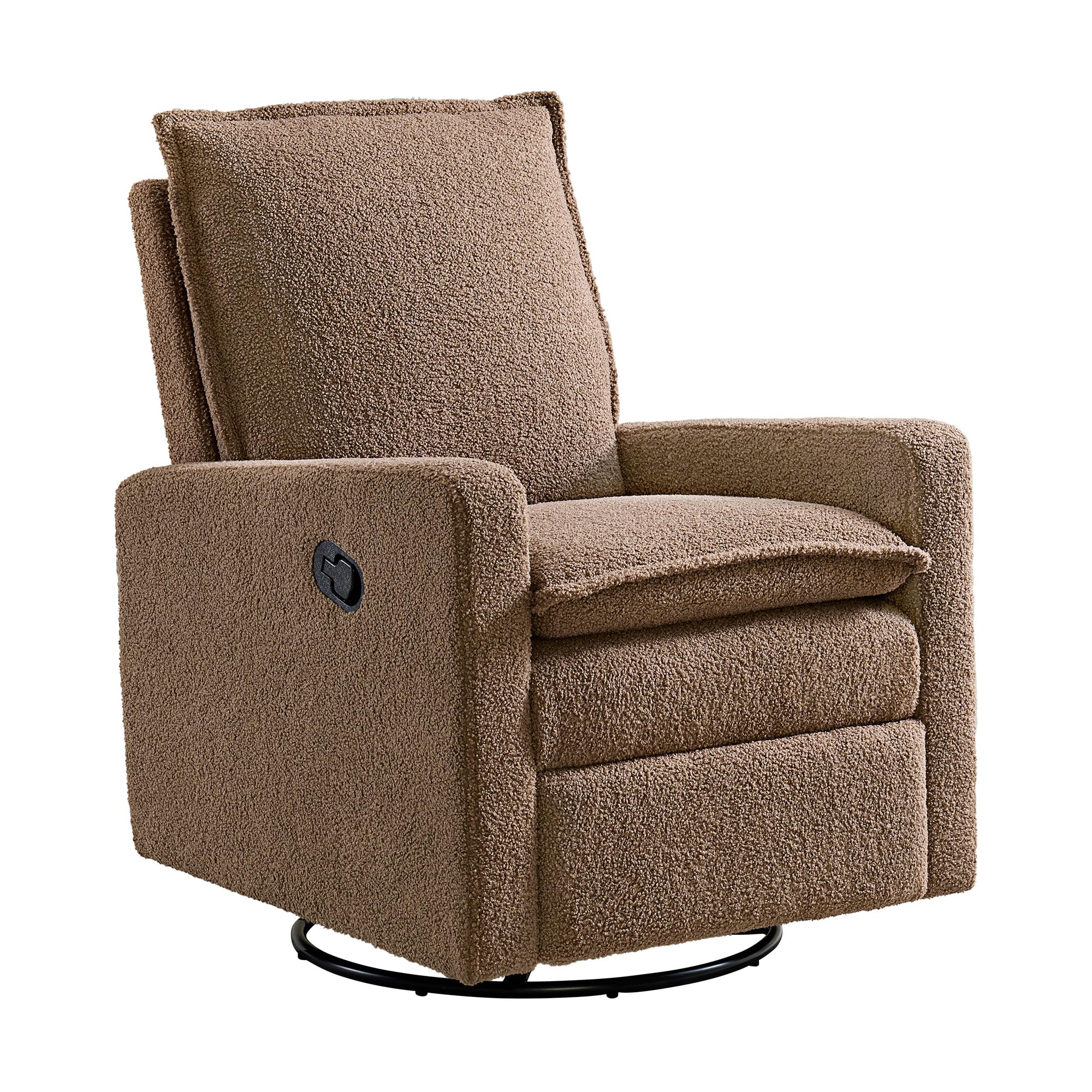 Oxford Baby Uptown Upholstered Glider Recliner Rocking Chair 360° Swivel for Nursery and Living Room - Boucle White