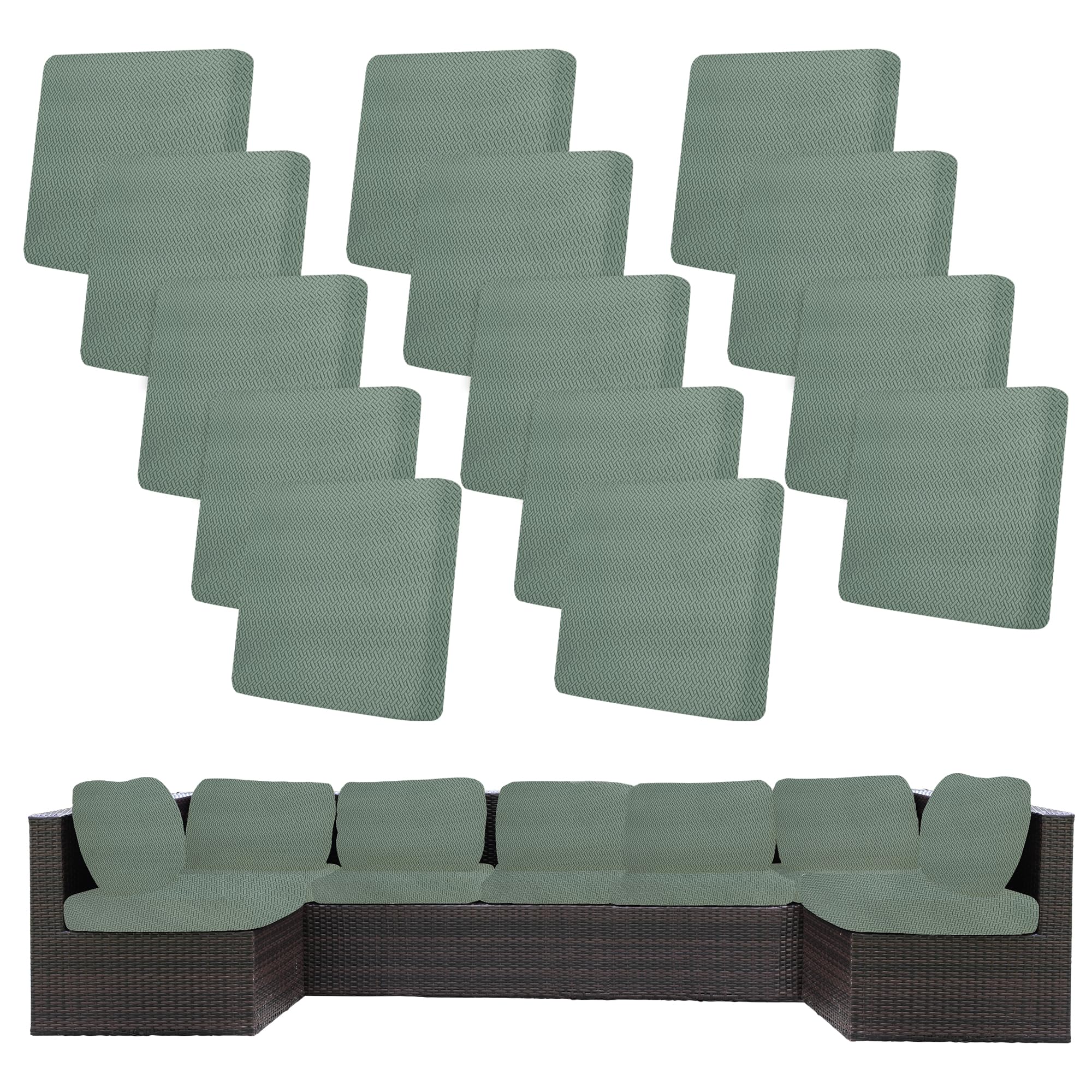 BIETYONE 8Pcs Stretch Patio Cushion Covers,Outdoor Couch Covers Replacement,Outdoor Couch & Sofa Slipcovers,for Patio Furniture Cushion Covers,Washable Reusable Furniture Protector (Vivid, Cover Only)