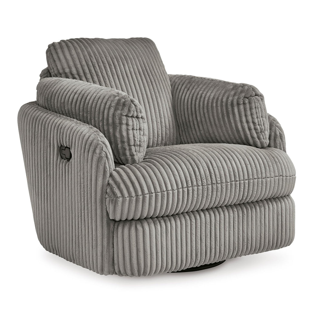 Signature Design by Ashley Tie-Breaker Swivel Glider Recliner, 2 Bolster Pillows, Hidden Storage, Fabric Upholstery, 41.38" W x 40.25" D x 39.75" H, Light Gray
