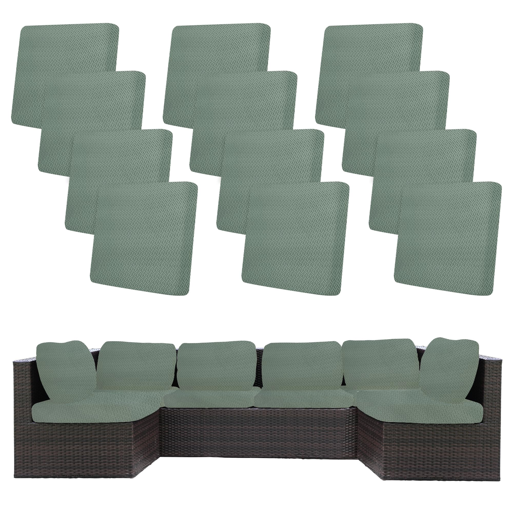 BIETYONE 8Pcs Stretch Patio Cushion Covers,Outdoor Couch Covers Replacement,Outdoor Couch & Sofa Slipcovers,for Patio Furniture Cushion Covers,Washable Reusable Furniture Protector (Vivid, Cover Only)