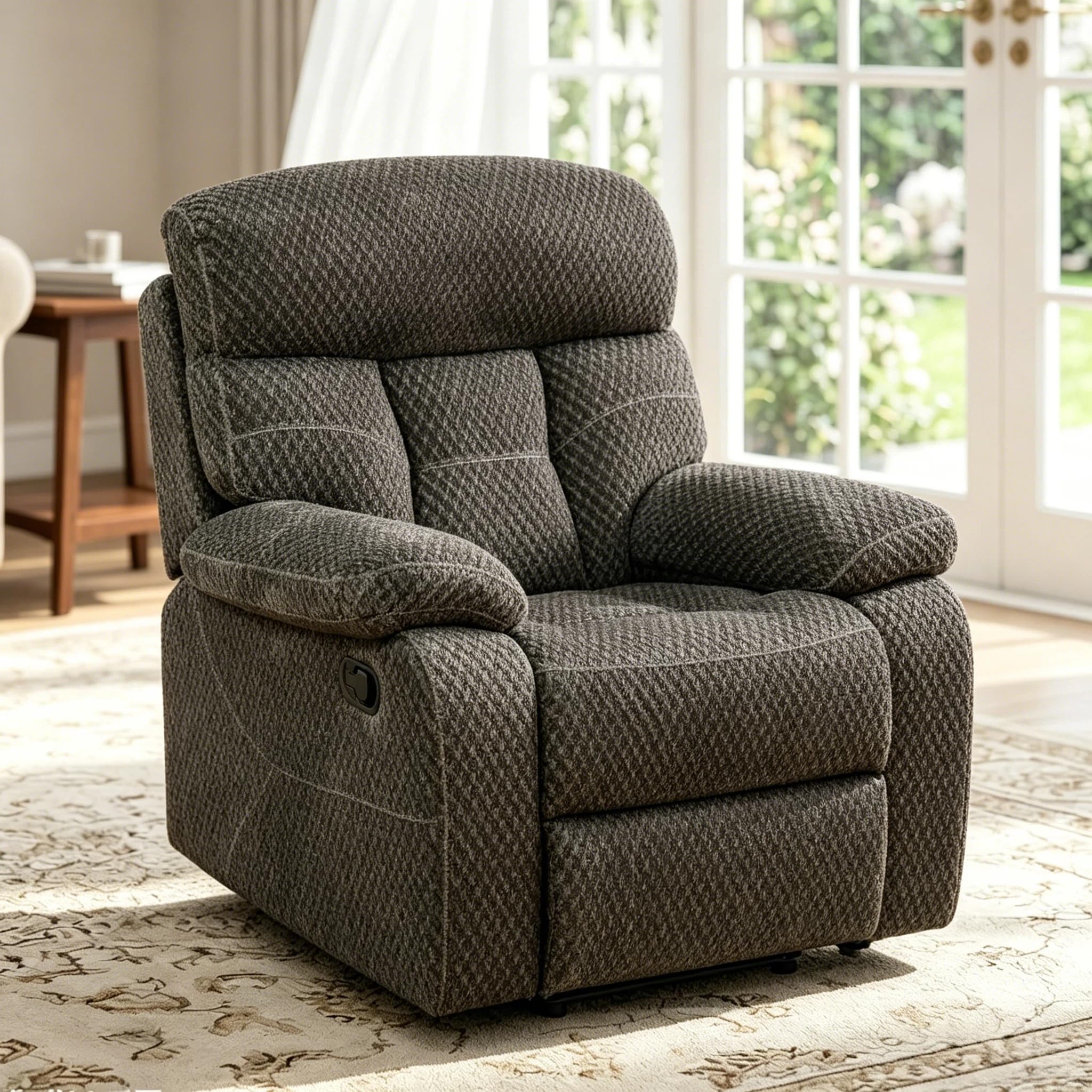 Manual Recliner Chair, Nursery Rocking Chair, Velvet Recliner Chair for Adults, Lazy Boy, Gaming Recliner wih Overstuffed Arms, Suitable for Home Theater, Living Room, Bedroom, Brown